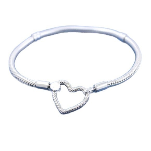 925 Sterling Silver Heart Clasp 1pc Snake Chain Bracelet - Size 7.5”/19c… - Picture 1 of 5